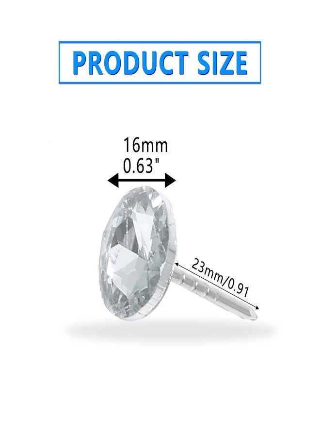 BokWin 100Pcs Diamond Crystal Upholstery Nails Tacks 16mm Clear Crystal Upholstery Decorative Push Pins for DIY Sofa Headboard Furniture Wall Decor - Image 2